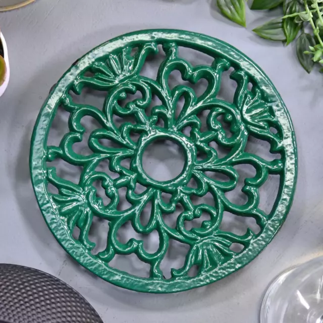 Green Heavy Duty Cast Iron Round Shaped Kitchen Trivet