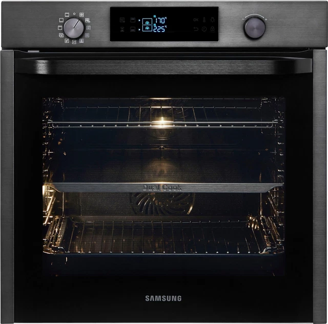 Samsung Dual Cook NV75M5571BM, 75 Liter, Pyrolyse, Dual Cook, Schwarz, A