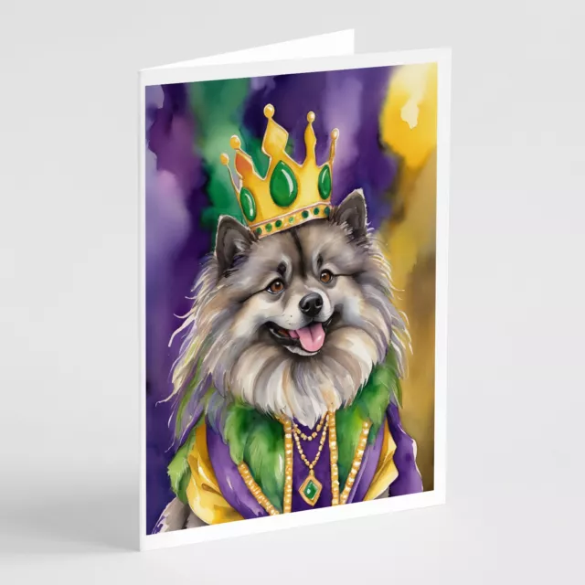 Keeshond King of Mardi Gras Greeting Cards Envelopes Pack of 8 DAC4819GCA7P