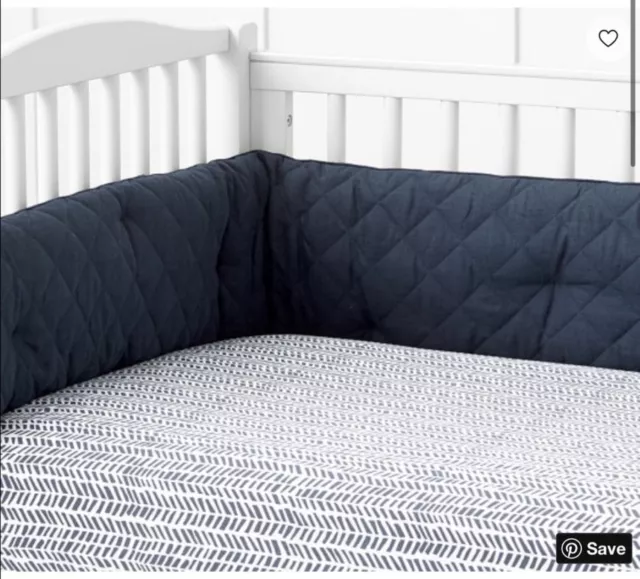 Pottery Barn Kids Baby Boy Navy Blue Quilted Belgian Linen Bedding
