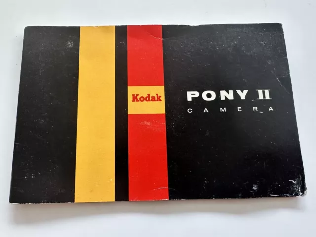 Folleto de instrucciones vintage para cámara Kodak Pony II década de 1950