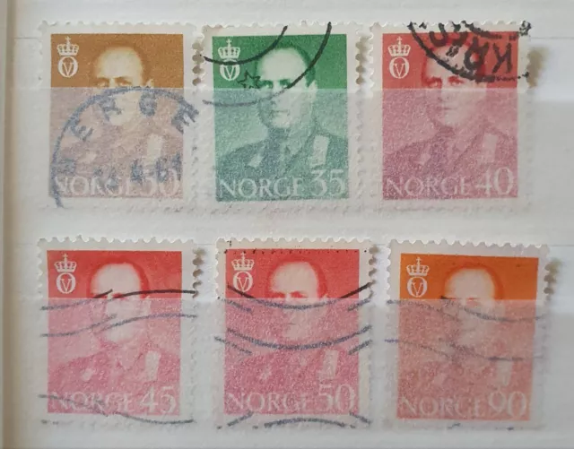 6 Werte Dauerserie König 60er gestempelt Konvolut Briefmarken Norwegen Sammlung