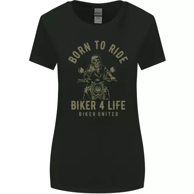 Biker 4 Life Motorbike Motorcycle Skull Womens Wider Cut T-Shirt