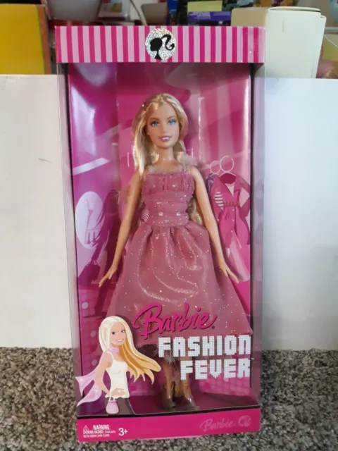 Barbie Fashion Fever Barbie Doll With  Pink Sparkle Dress 2007 Nib