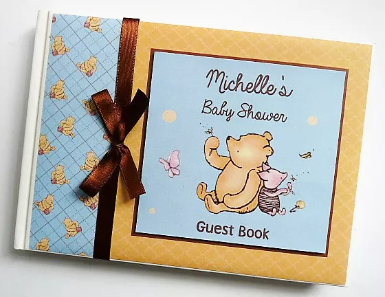 Classic Winnie the Pooh boys baby shower guest book, winnie the pooh baby gift 2