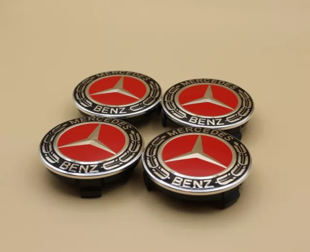 Mercedes Benz Radnabendeckel 4x75mm Rot W201 W202 W124 W126 W460 W213 CLS SL CLA