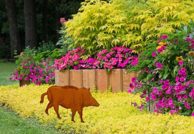 Metall Deko Wildschwein in Rostoptik - Rost Deko für Garten Edelrost Gartendeko 3