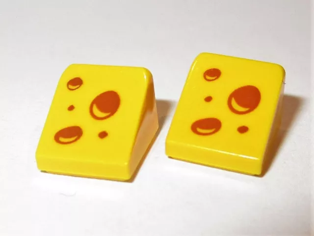 LEGO-2x SLOPE 30 1 x 1 x 2/3-DECORATED-MOTIVO FORMAGGIO SVIZZERO-54200pb103-USAT