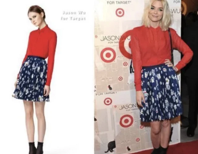 Jason Wu for Target Navy Blue Daisy Flower Floral Pleated Short Skirt Size 8