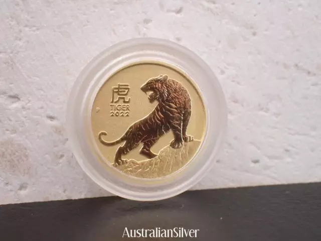 Perth Mint 1/20 oz 9999 Gold Australian Tiger Lunar 2022 Bullion Coin