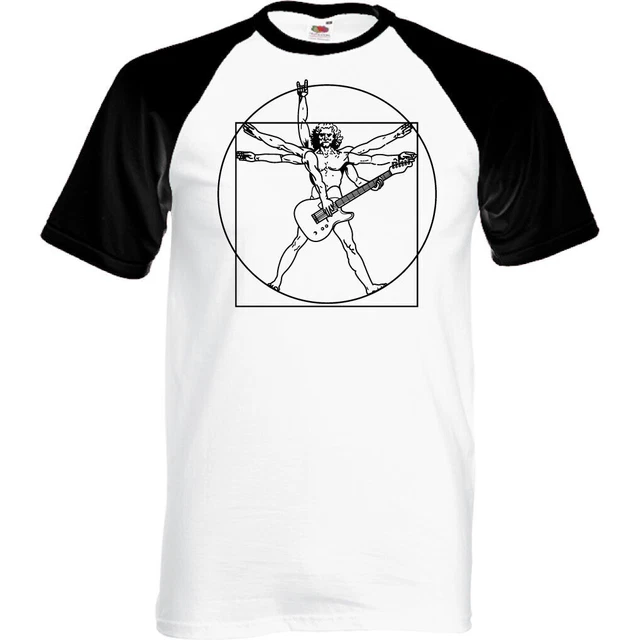De Vitruve Guitariste Hommes Drôle Guitare T-Shirt Électrique Bass Ampli Joueur
