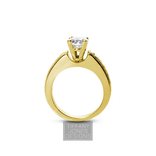 3/4ct H SI1 Round Natural Diamond 14k  Vintage Style Solitaire Engagement Ring