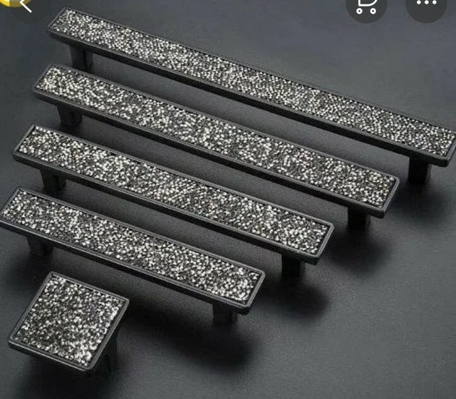 Crystal Black Drawer Pull Dresser Handle Knob Cabinet Kitchen Door Handles