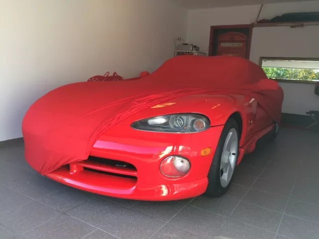 Vollgarage Car-Cover Schutzdecke Indoor Rot mit Spiegeltaschen für Dodge Viper