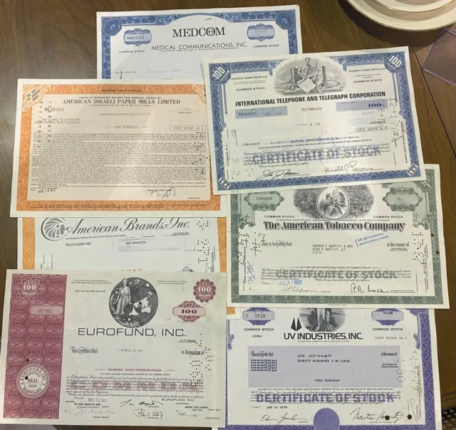 7 Rare Stock Share Certificates of Different Companies Lot #8