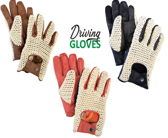 Guanti Da Guida Mezze Dita In Pelle E Rete - Stile Vintage Café Racer, Taglia 3XL - Foto 12