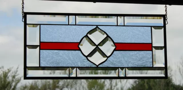Beveled Stained Glass Panel, Window HMD-US-≈20 3/8" x  9 3/8"