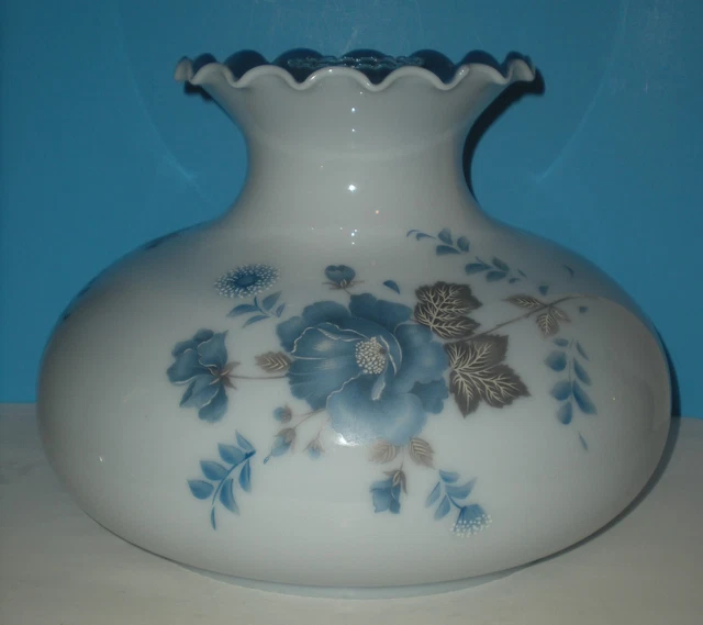 13 1/2" Blue Floral Chandelier Shade Globe 9 3/4" Fitter& Frosted Chimney 3 1/2"