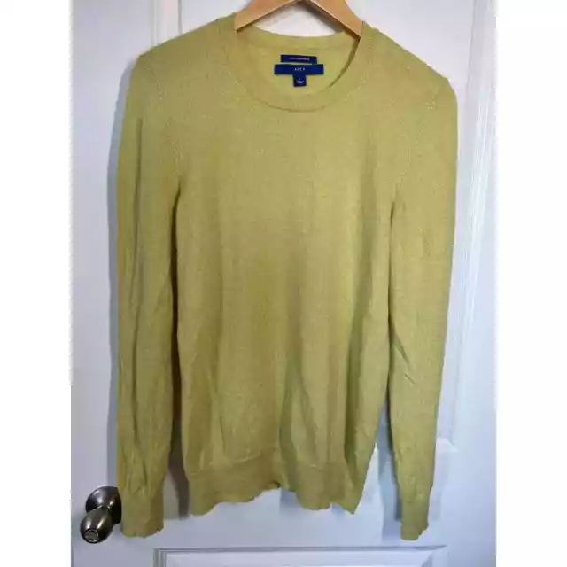 Apt 9 Sweater Womens Size Large 100% Cashmere Pullover Long Sleeve Yellow