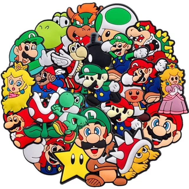 10x Ciondoli Personaggio Super Mario Croc Jibbitz Grande Scarpa Regalo Bambini Lettere Adulti