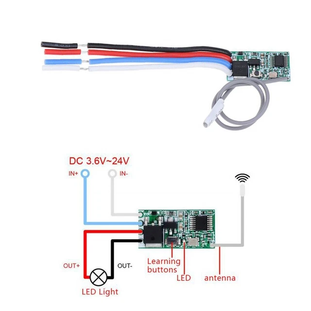 QIACHIP 433mhz DC 12V Interruttore Telecomando senza fili Ricevitore 1 Canale, Interruttore di Ritardo Temporizzatore Controllo Remoto RF Modulo Relè