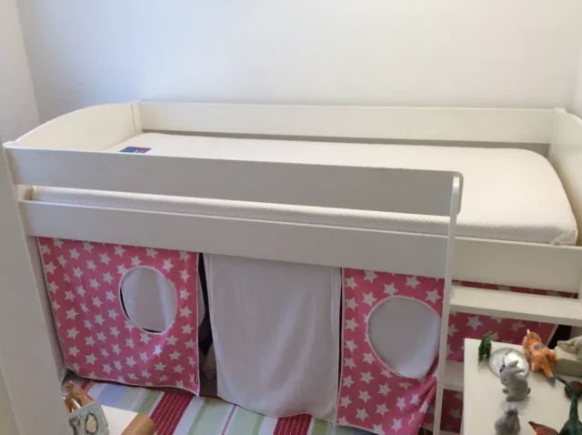 Child's Bed: Stompa ‘Uno S Midsleeper,’ including tent with pink stars (Age 6+)