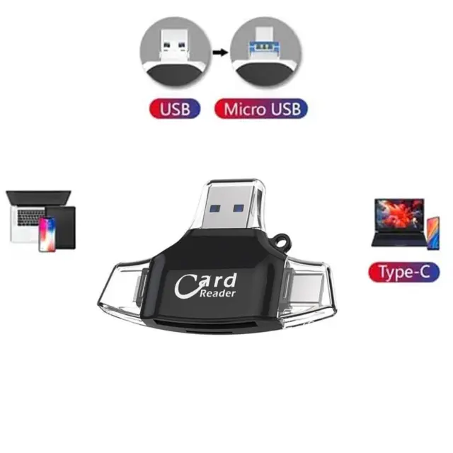 Multi-Port 4 in1 Universal Card Reader, Memory Card Reader Multiport Adapter Hot