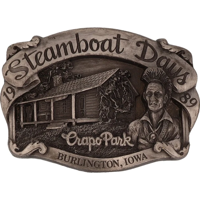 Steamboat Giorni Burlington Iowa Crapo Park Festival Musica Vintage Belt Fibbia
