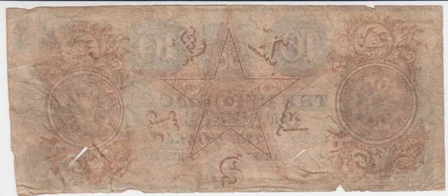 1839-1841 USA / Republic Of Texas,10 Dollar, Used, Cancelled 65841 2