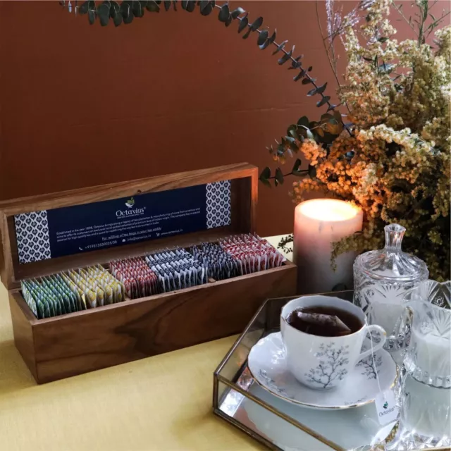 Enhance Diwali Gifting with the Flavors of Fine Teas in a Wooden Box - 60 Teabag