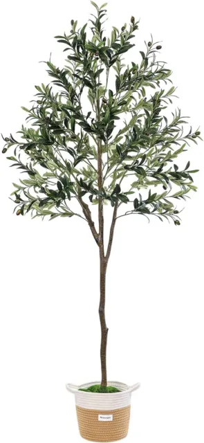 GROWNEER 6FT Olive Trees Artificial for Faux Tree Lifelike Leaves Fruits
