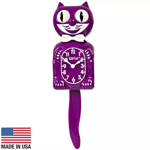 NEW Kit Cat Klocks Boysenberry Purple Gentleman Wall Clock, 40cm