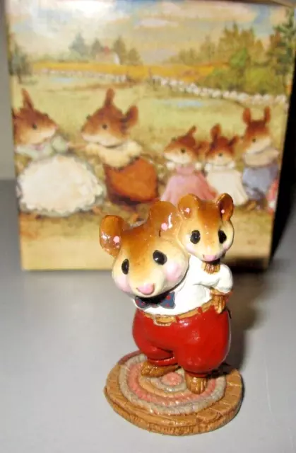 Wee Forest Folk Piggy-Back Mousey Father Son Mouse Figurine M-129 + Box