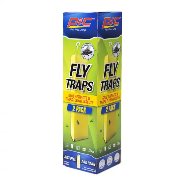 PIC Fly Traps Glue Attracts and Traps Flying Insects No Mess No Vapors - 2 Pack