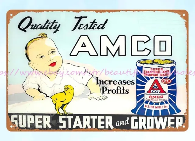 AMCO Chick Starter Grower Mash metal tin sign latest wall decoration ideas