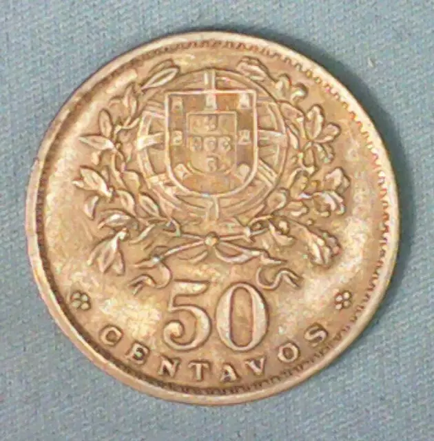 1944 Portugal 50 Centavos - Xf+/- Condition - Free U.s. / $12.50 World Shipping 2