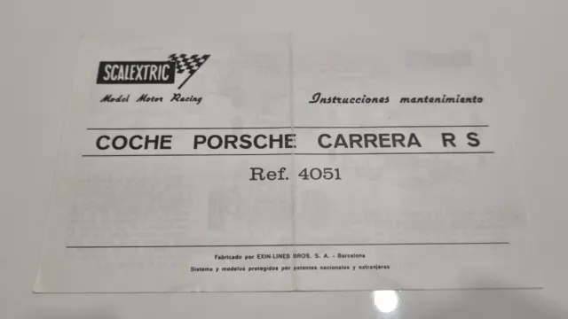 Porsche Carrera Rs 4051 Scalextric Exin Instrucciones Originales