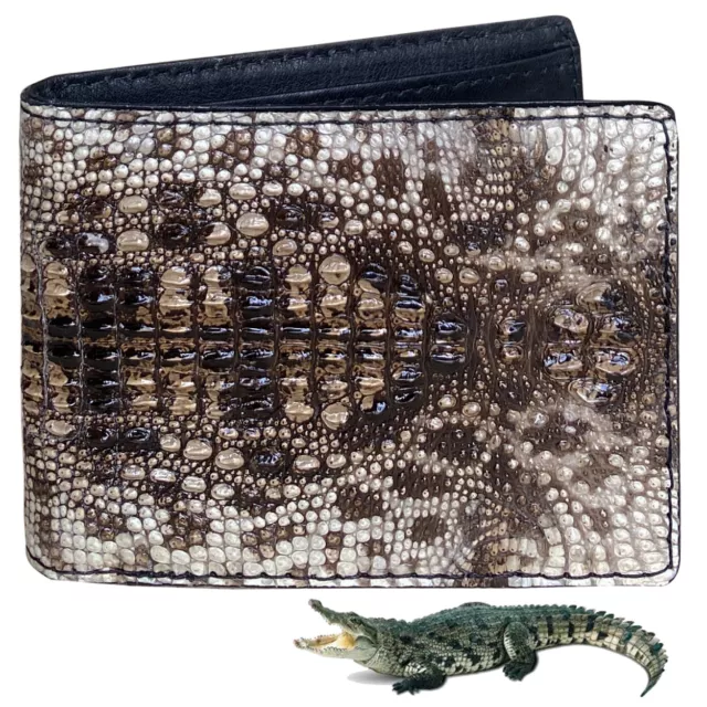 Mens Alligator Bifold Wallet Crocodile Leather Natural Skin Wallet Handmade Gift