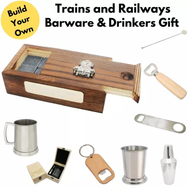 Trains and Railways Barware Accesories & Personalised Drinkers Gifts
