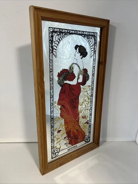 Vintage Alphonse Mucha Reverie De Soir Mirror, Art Nouveau
