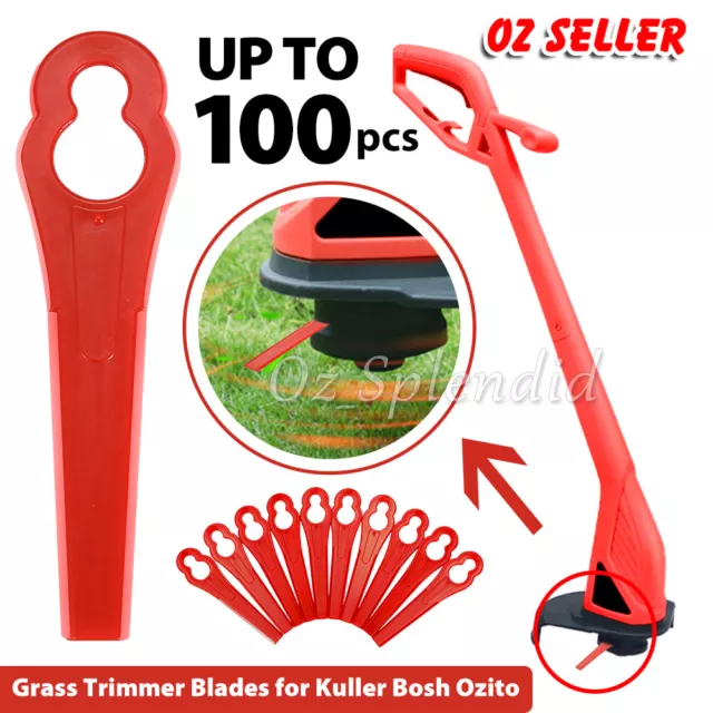 100 PCS Grass Trimmer Blades ozito Plastic for Crop Garden Weed Lawn BOSH KULLER