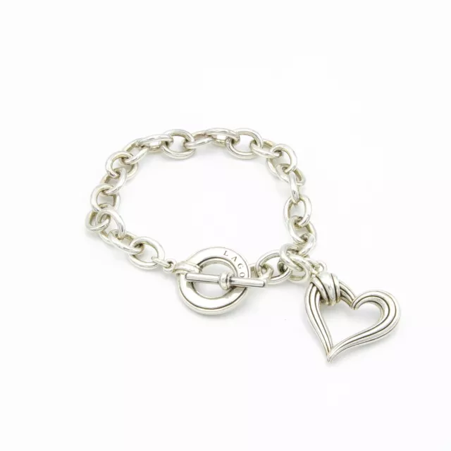 Lagos Sterling Silver Open Heart Charm Link Size 6.5" Toggle Bracelet #S979-5