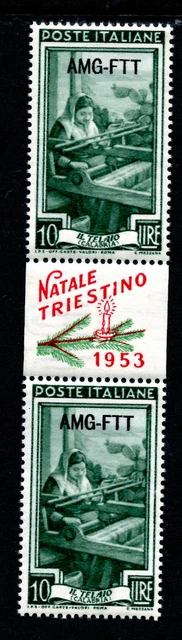 Italy-Trieste 95, 1953 Weaving, "Natale Triestino," Gutter Ovpt, Mnh (It064)
