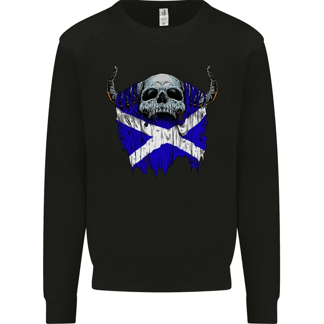 Scotland Flag Skull Scottish Biker Gothic Mens Sweatshirt Jumper