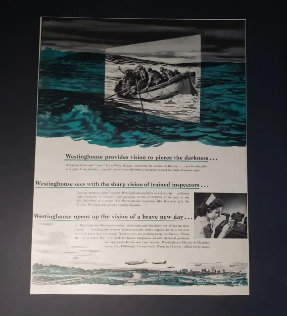 1943 Print Ad Westinghouse Amazing Electronic Eyes Finds Men At Sea To Rescue