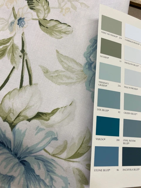 Harriet Cottage roseblau grün Baumwolle 140 cm breit Vorhang/Bastelstoff 5