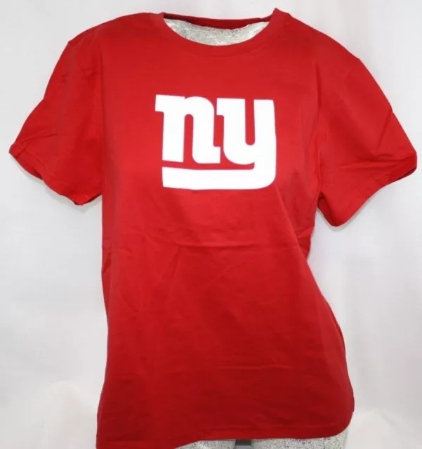 Womens Reebok NY New York Giants Red Glitter Logo 2617W NFL Football Tee T-Shirt