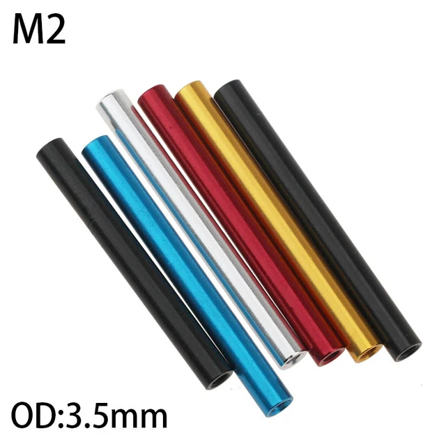 M2 Aluminum Column Round Threaded Sleeve OD:3.5mm Stud Standoff Nut Multicolour