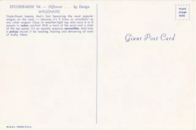 1964 Studebaker Wagonaire Giant Post Card 2