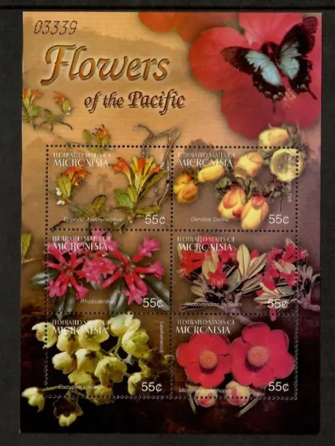Micronesia 2004 - Flowers Butterflies - Sheet of 6 Stamps - Scott #609 - MNH